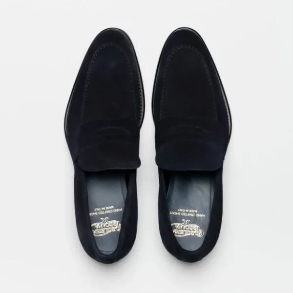 calzoleria_toscana__suede_4-1.webp Sale Calzoleria Toscana 7730 Suede Penny Loafers Blue