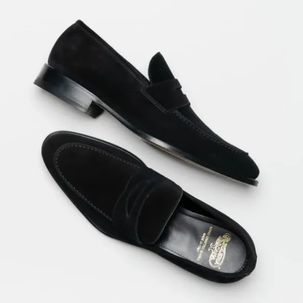 calzoleria_toscana__suede_4.webp Flash Sale Calzoleria Toscana 7730 Suede Penny Loafers Black