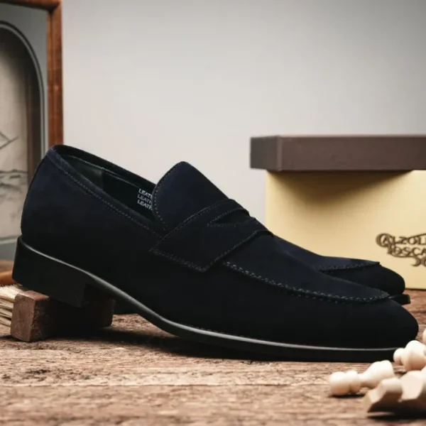 calzoleria_toscana__suede_5-1.webp Sale Calzoleria Toscana 7730 Suede Penny Loafers Blue