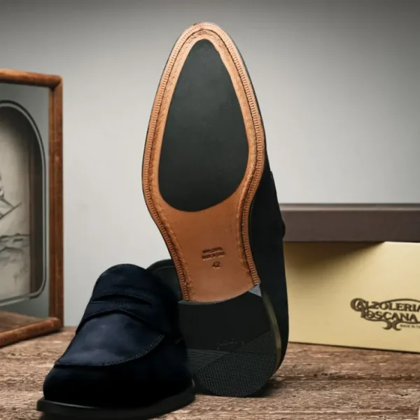 calzoleria_toscana__suede_6-1.webp Sale Calzoleria Toscana 7730 Suede Penny Loafers Blue