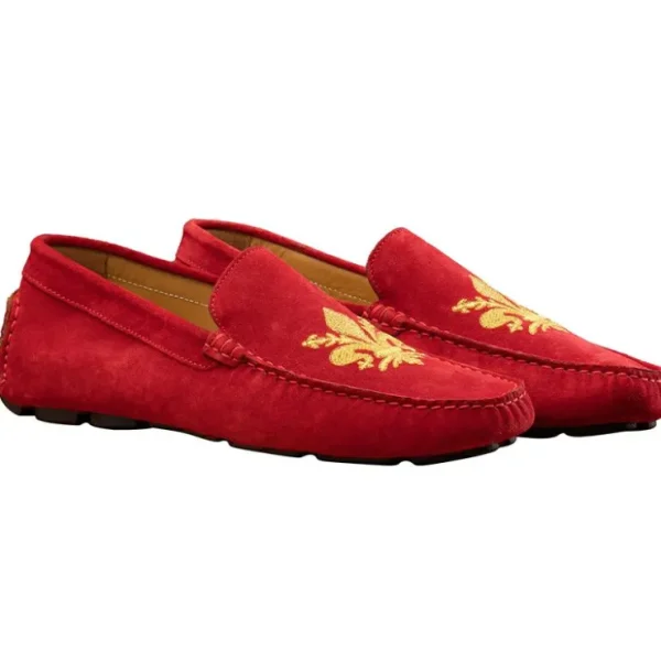 Cheap Calzoleria Toscana 5303 Venetian Suede Driving Loafers Red
