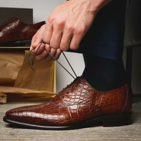 Cheap Calzoleria Toscana David 6153 Nile Crocodile Shoes Cognac
