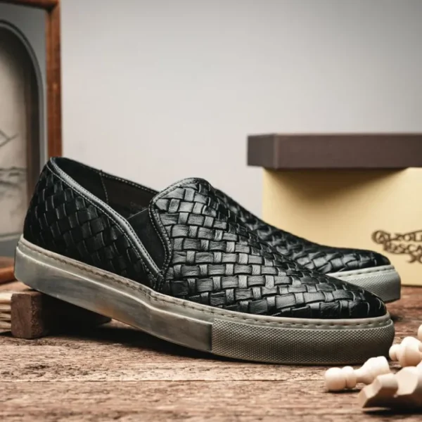 Online Calzoleria Toscana Enea Woven Loafers Black