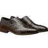 Best Sale Calzoleria Toscana H779 Crocodile Cap Toe Oxfords Chocolate