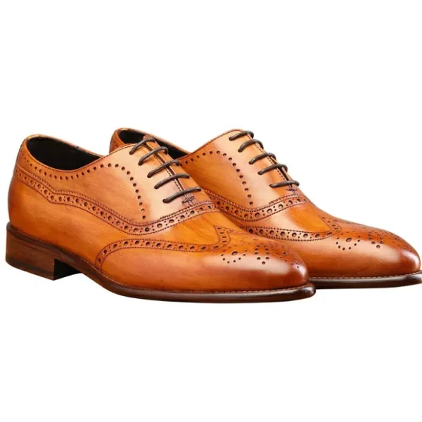 Hot Calzoleria Toscana H742 Wingtip Oxfords Dark Caramel DarkCaramel