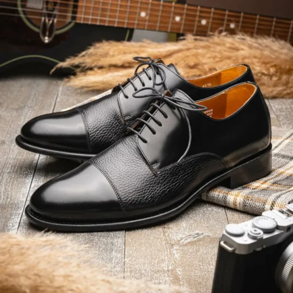 Flash Sale Calzoleria Toscana Lauro Cordovan & Deerskin Cap Toe Shoes Black