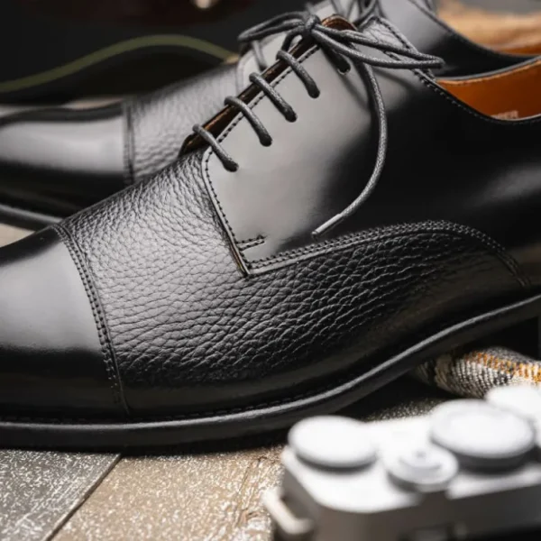 Flash Sale Calzoleria Toscana Lauro Cordovan & Deerskin Cap Toe Shoes Black