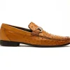 Outlet Calzoleria Toscana 3238-M Ostrich Dress Slip-On Cognac
