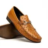 Outlet Calzoleria Toscana 3238-M Ostrich Dress Slip-On Cognac