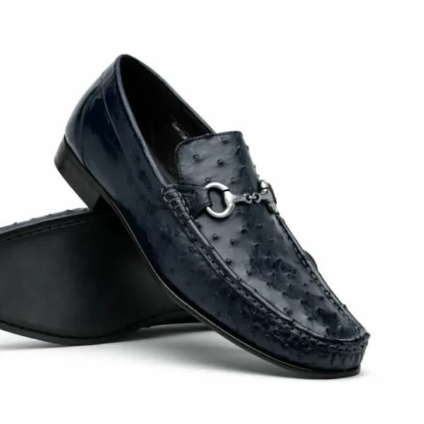 Best Sale Calzoleria Toscana 3238M Ostrich Bit Loafers Navy Blue NavyBlue