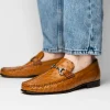 Outlet Calzoleria Toscana 3238-M Ostrich Dress Slip-On Cognac