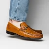 Outlet Calzoleria Toscana 3238-M Ostrich Dress Slip-On Cognac