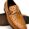 Outlet Calzoleria Toscana 3238-M Ostrich Dress Slip-On Cognac
