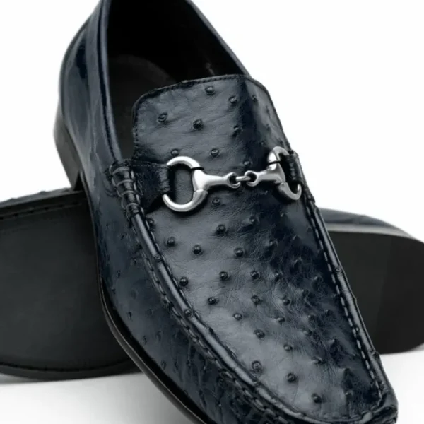 Best Sale Calzoleria Toscana 3238M Ostrich Bit Loafers Navy Blue NavyBlue
