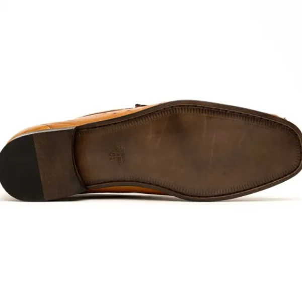 Outlet Calzoleria Toscana 3238-M Ostrich Dress Slip-On Cognac