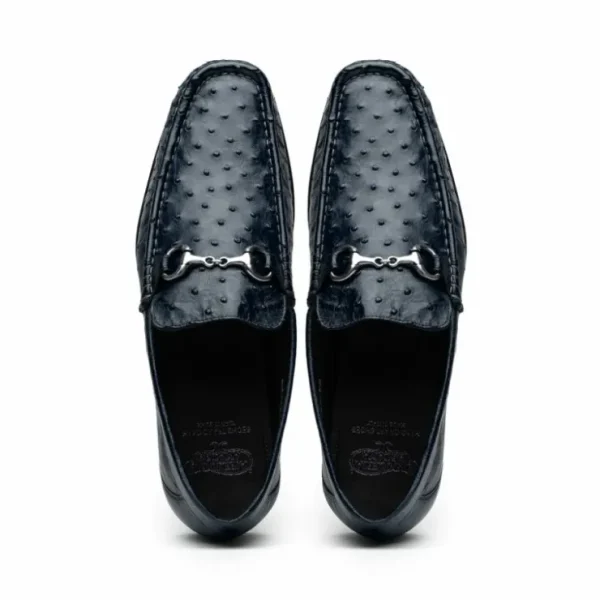 Best Sale Calzoleria Toscana 3238M Ostrich Bit Loafers Navy Blue NavyBlue