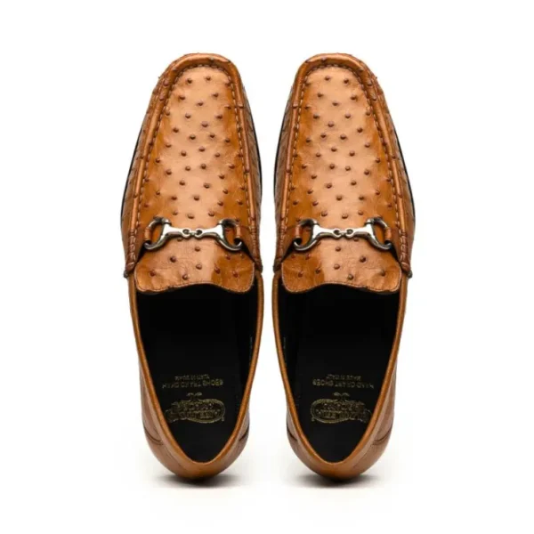 Outlet Calzoleria Toscana 3238-M Ostrich Dress Slip-On Cognac