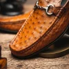 Outlet Calzoleria Toscana 3238-M Ostrich Dress Slip-On Cognac
