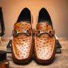 Outlet Calzoleria Toscana 3238-M Ostrich Dress Slip-On Cognac