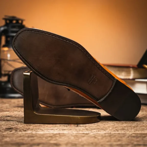 Outlet Calzoleria Toscana 3238-M Ostrich Dress Slip-On Cognac