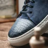 Flash Sale Calzoleria Toscana Q421 Crocodile & Suede Sneakers Blue