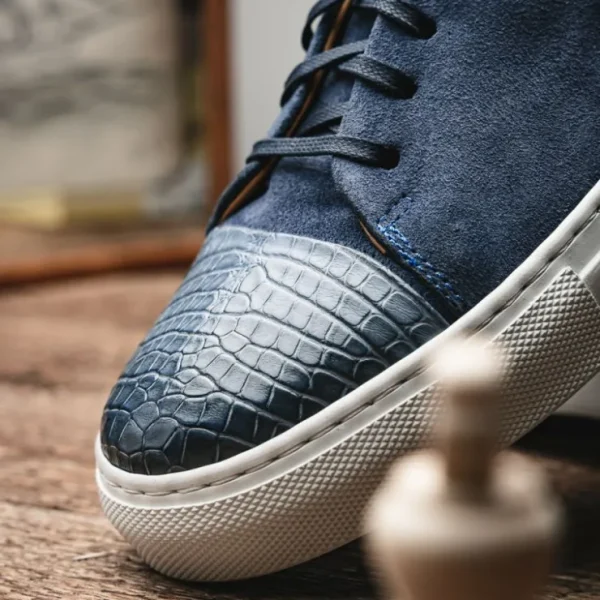 calzoleria_toscana_q_croc_11.webp Flash Sale Calzoleria Toscana Q421 Crocodile & Suede Sneakers Blue