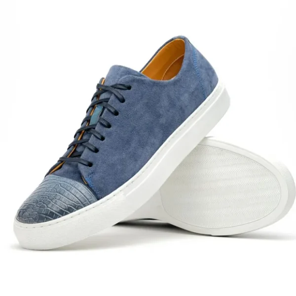 calzoleria_toscana_q_croc_2.webp Flash Sale Calzoleria Toscana Q421 Crocodile & Suede Sneakers Blue