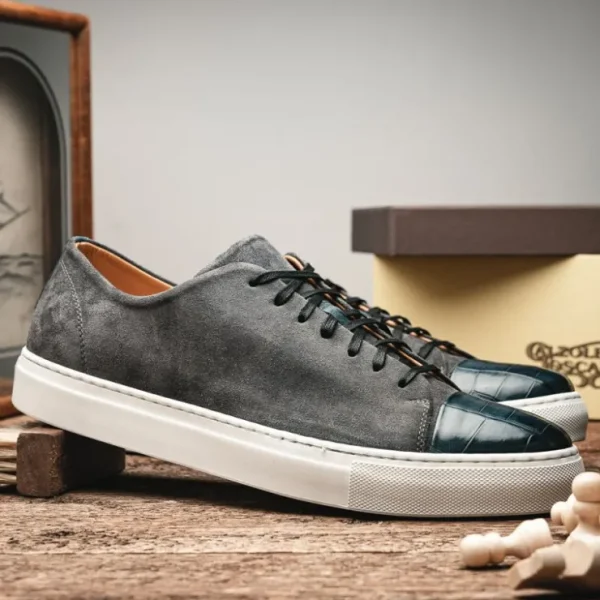 calzoleria_toscana_q_croc_7-1.webp Best Sale Calzoleria Toscana Q421 Crocodile & Suede Sneakers Grey Gray
