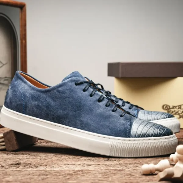 calzoleria_toscana_q_croc_7.webp Flash Sale Calzoleria Toscana Q421 Crocodile & Suede Sneakers Blue