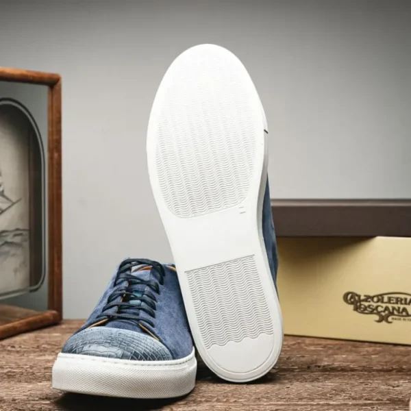 calzoleria_toscana_q_croc_8.webp Flash Sale Calzoleria Toscana Q421 Crocodile & Suede Sneakers Blue