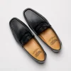 Store Calzoleria Toscana Q479 Parma Calfskin Penny Loafers Black