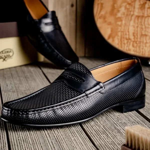 calzoleria_toscana_q_parm_5.webp Store Calzoleria Toscana Q479 Parma Calfskin Penny Loafers Black