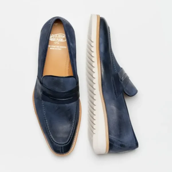 calzoleria_toscana_q_sued_5.webp Discount Calzoleria Toscana Q954 Suede & Calfskin Loafers Blue