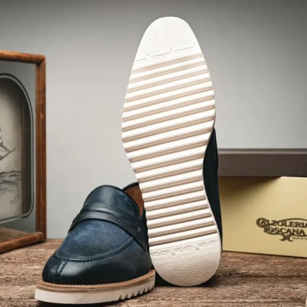 calzoleria_toscana_q_sued_7.webp Discount Calzoleria Toscana Q954 Suede & Calfskin Loafers Blue