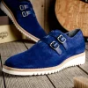 Best Sale Calzoleria Toscana Q982 Velour Suede Monkstrap Blue