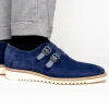 Best Sale Calzoleria Toscana Q982 Velour Suede Monkstrap Blue