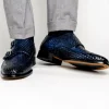 Discount Calzoleria Toscana Q978 Woven Wingtip Monkstrap Shoes Navy