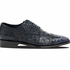 Fashion Calzoleria Toscana Ripi Baby Alligator & Ostrich Cap Toe Navy