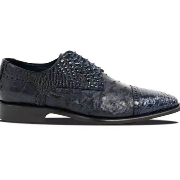 Fashion Calzoleria Toscana Ripi Baby Alligator & Ostrich Cap Toe Navy
