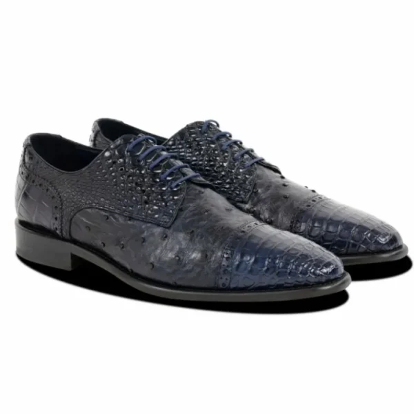 Fashion Calzoleria Toscana Ripi Baby Alligator & Ostrich Cap Toe Navy