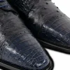 Fashion Calzoleria Toscana Ripi Baby Alligator & Ostrich Cap Toe Navy