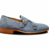 Outlet Calzoleria Toscana Z893 Double Monk Strap Shoes Jean Blue JeanBlue