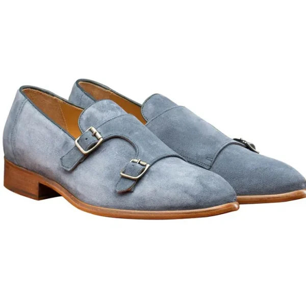 Outlet Calzoleria Toscana Z893 Double Monk Strap Shoes Jean Blue JeanBlue