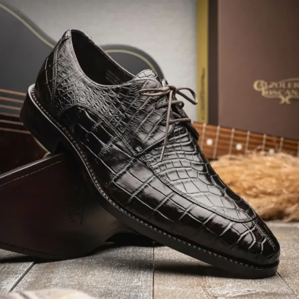 calzoleria_toscana_zucco__10-1.webp Discount Calzoleria Toscana Zucco Baby Nile Crocodile Derby Dark Brown DarkBrown