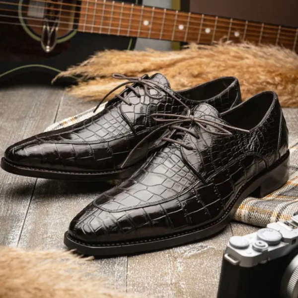 calzoleria_toscana_zucco__8-1.webp Discount Calzoleria Toscana Zucco Baby Nile Crocodile Derby Dark Brown DarkBrown