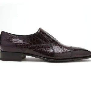 Online Caporicci 202 Alligator Cap Toe Loafers Size 8.5M Burgundy