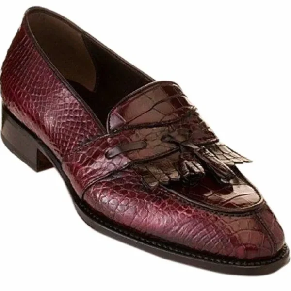 caporicci__alligator_loaf_0-2.webp Best Caporicci 1415 Alligator Loafers Size 10.5W Wine