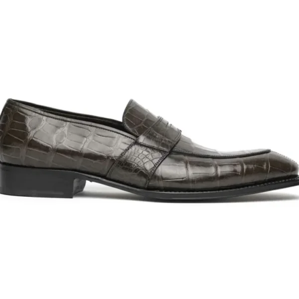 caporicci__alligator_loaf_0.webp Sale Caporicci 1208 Alligator Loafers Size 8.5 Gray