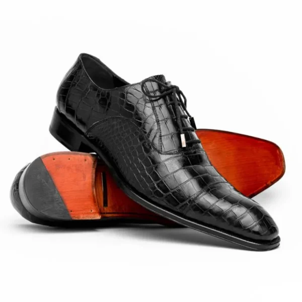 Clearance Caporicci 1114 Alligator Oxfords Black