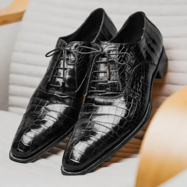 Clearance Caporicci 1114 Alligator Oxfords Black